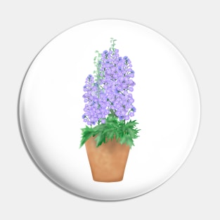 Violet delphiniums in a pot Pin