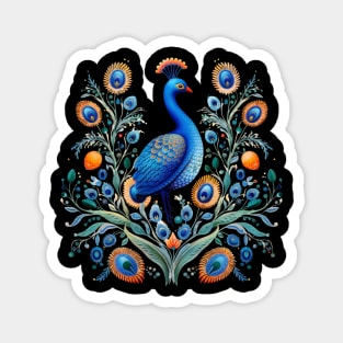 A Cute Peacock Scandinavian Art Style Magnet