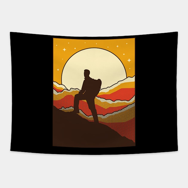 Mountain Hiker Tapestry by quilimo