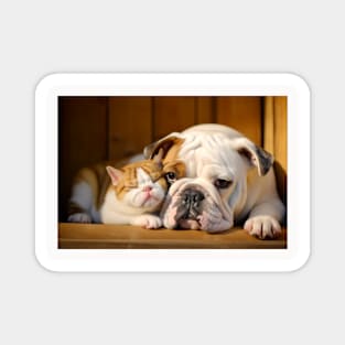 English Bulldog Cat Pet Animal Beauty Warm Cuddle Caring Magnet