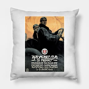 Automobile Club Di Milano Italy Leopoldo Metlicovitz Vintage Car Pillow