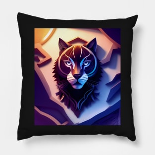 AI-Generated black lion Pillow