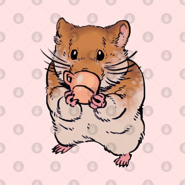 Mudwizard draws the cute hamster drinking from a doll house tea cup / funny animal meme by mudwizard