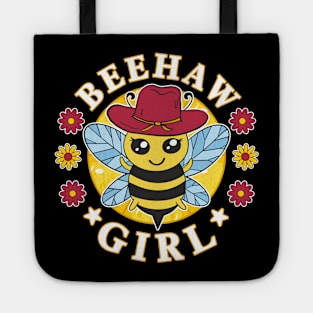 Funny Beehaw Girl Bee with Cowboy Hat Pun Tote