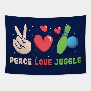Juggling Design - Peace, Love, & Juggle - For Jugglers Tapestry