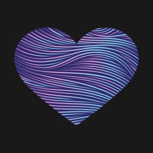 Heart in Line Shapes in Soft Purple and Teal Gradient T-Shirt