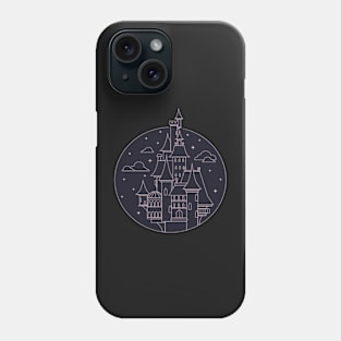 Castle in a circle - Digital pencil drawing - B&W Phone Case