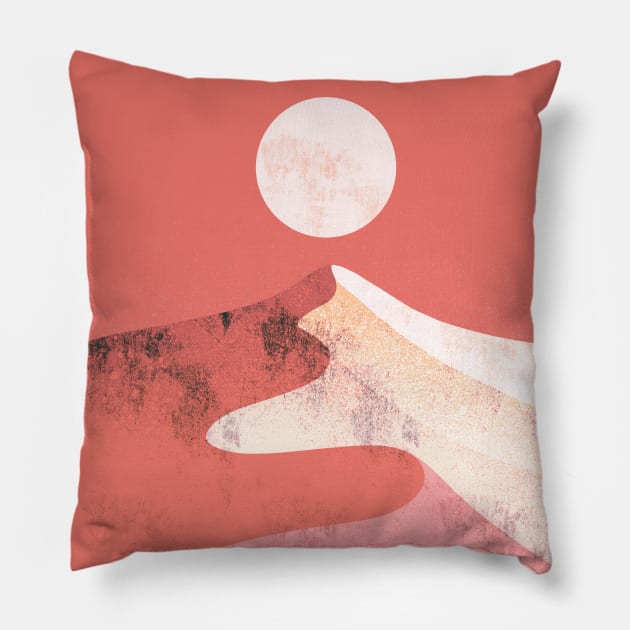 Orange dune peak Pillow by Swadeillustrations