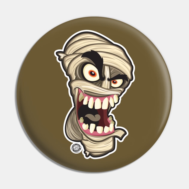 Halloween Mummy Head Shot Smiling Pin by Goin Ape Studios