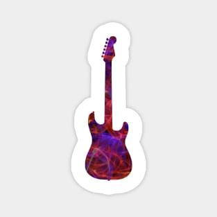 Red on Purple Flame Guitar Silhouette Magnet