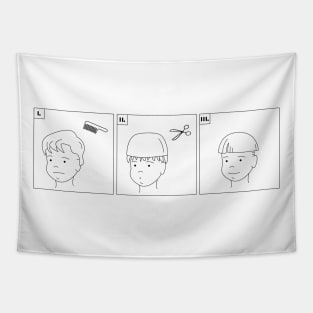 Bowl cut Funny Haircut Retro Instruction Design Tapestry