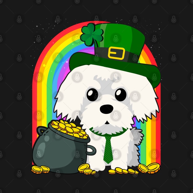 Maltese Rainbow Irish Clover St Patrick Day Dog Gift design by theodoros20