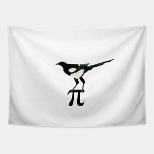 Eurasian Magpie standing on pi symbol Tapestry