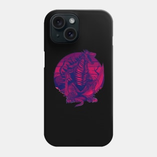 Red neon attacking dinosaur Phone Case