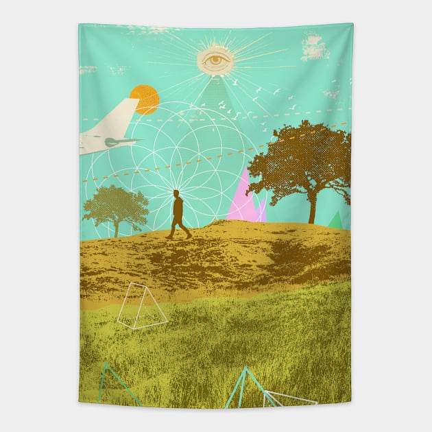 GEOMETRIC WALK Tapestry by Showdeer