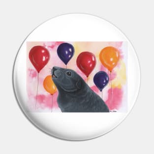 Grey Guinea Pig and Balloons Pin