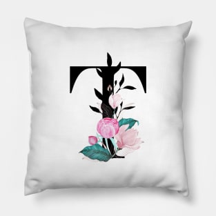 Floral Monogram T Pillow