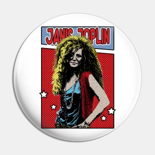 Janis Joplin Comic Style Pin