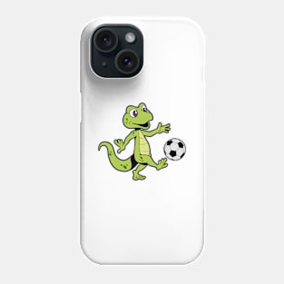 Comic gecko playing soccer Phone Case