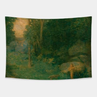 Pan and the Wolf by Julian Alden Weir Tapestry