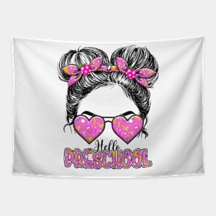 Kids Hello Preschool Messy Bun Girls Pre-k Back To School Tapestry