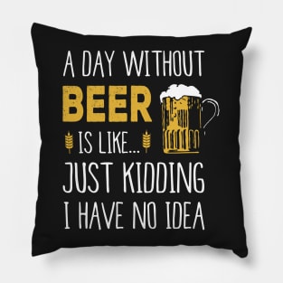 A Day Without Beer Is Like Just Kidding I Have No Idea Funny Pillow