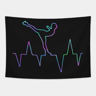 Neon ice skater heartbeat Tapestry