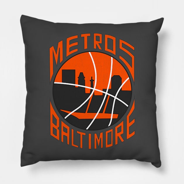 Vintage Baltimore Metros Basketball Pillow by LocalZonly