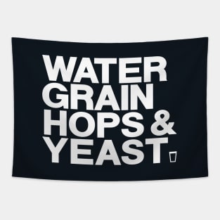 WATER GRAIN HOPS & YEAST - white Tapestry