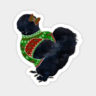 Black Silkie Chicken In An Ugly Christmas Sweater & Bow Magnet