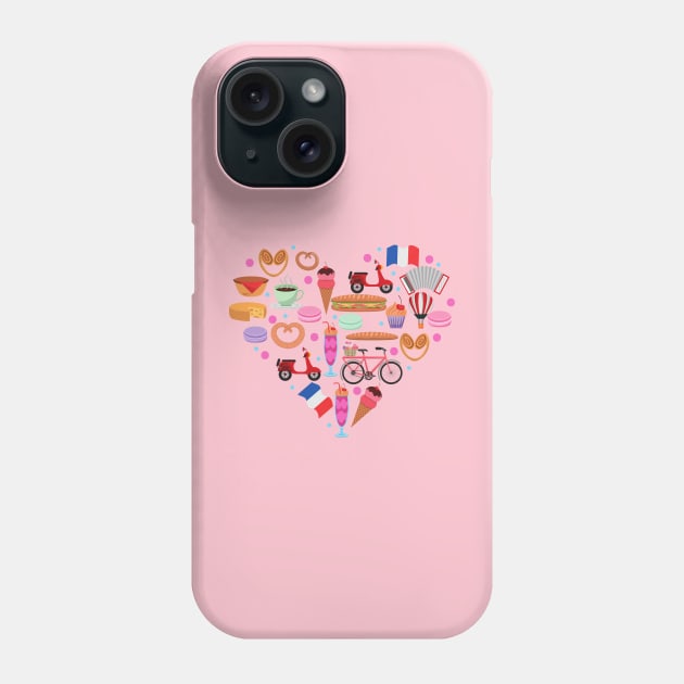 Paris France Clip art Heart Phone Case by Cun-Tees!