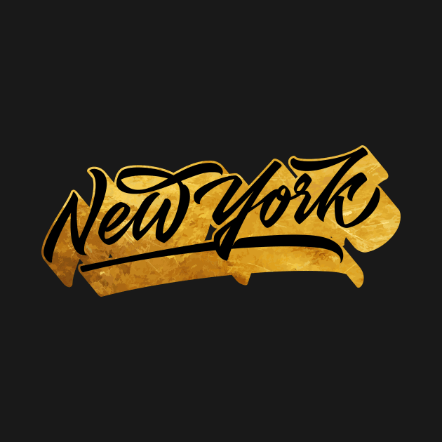 New York lettering calligraphy in black and gold by Already Original