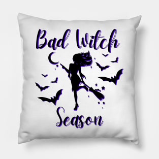 Bad Witch Season Bats Purple Pillow