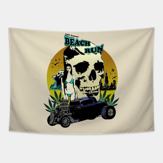 Beach run hot rod cruise Tapestry by Ardi Ardissoni