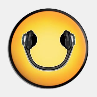 Happy Smiling Headphones Face Pin