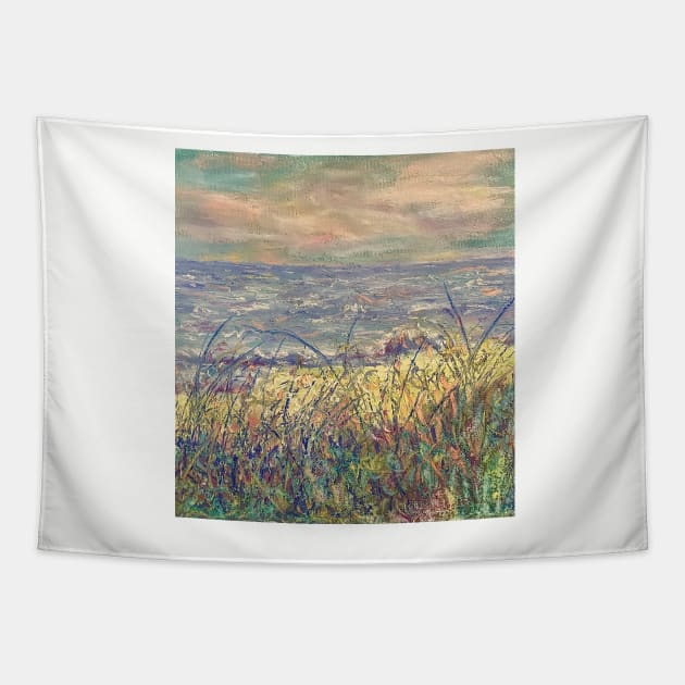 Sea view and sand dunes Tapestry by Merlinsmates