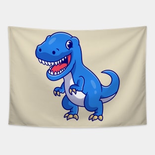 Cute Blue Dinosaur Cartoon Tapestry