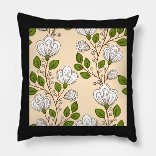 Light Spring Pattern with Vintage Floral Motifs Pillow
