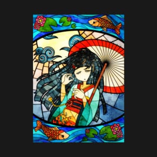 Stained Glass Fish Kimono Girl T-Shirt