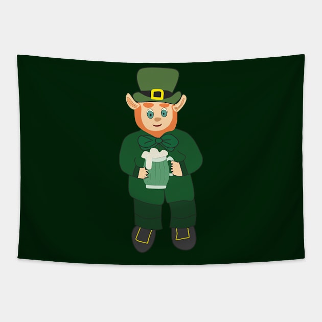 Cute Leprechaun with a mug of ale Tapestry by Alekvik