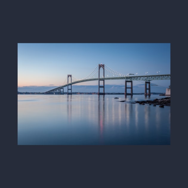 Newport Bridge at Morning Blue Twilight by mcdonojj