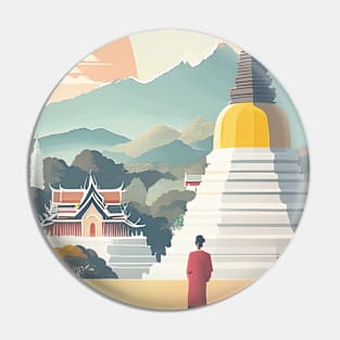 Abstract Chiang Mai Sunset Serenity - Retro Vintage Travel Pin