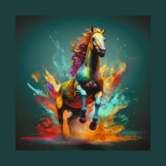 Colourful Galloping Horse by Geminiartstudio