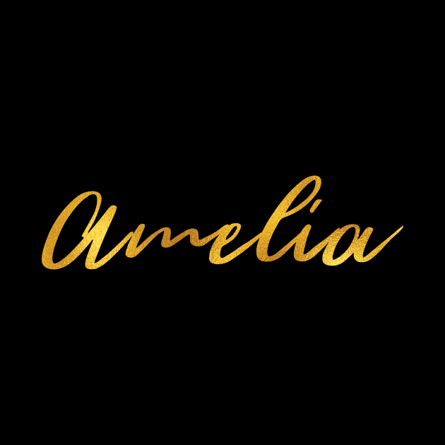 Amelia Name Hand Lettering in Gold Letters by Pixel On Fire