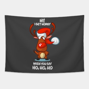 I Get Horny When You Say Ho Ho Ho Reindeer Matching Group Present Xmas Gift Tapestry