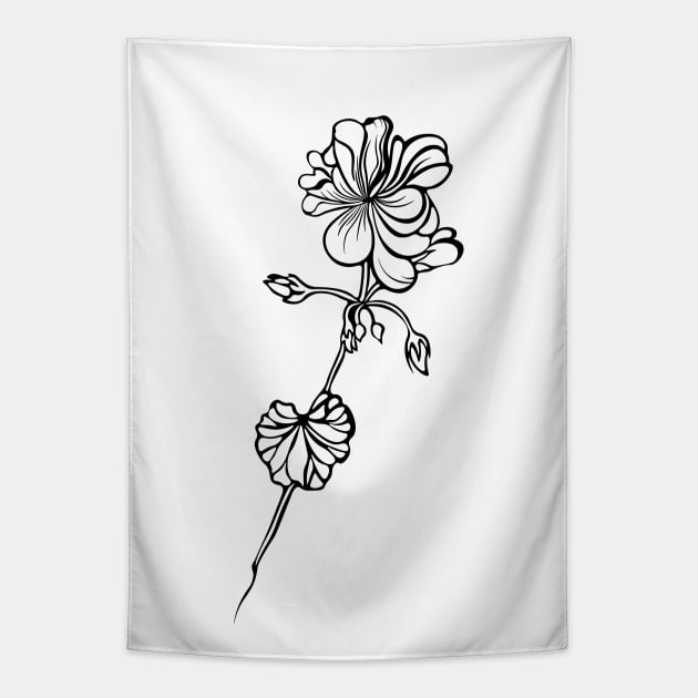 Line Art Flower Tapestry by masha