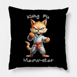 Kung Fu Cat Kung Fu Meowster Saying - Funny Cat Saying Pillow
