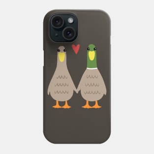 Love Ducks | Cute Ducks Couple Holding Hands with Valentine Heart Phone Case