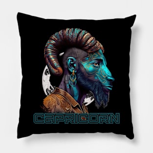 Black Capricorn Zodiac Sign Man Pillow