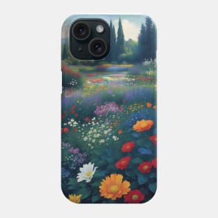 Magic meadow with spring blooming trees Phone Case